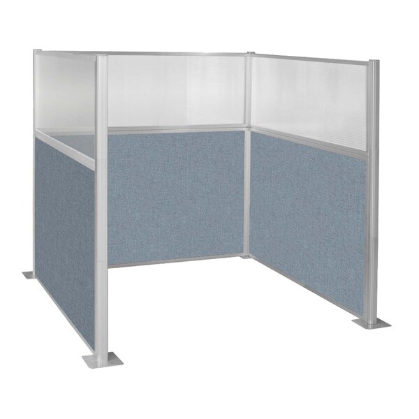 Pre-Configured Hush Panel Cubicle (U Shape) 6' x 6' W/ Window Powder Blue Fabric